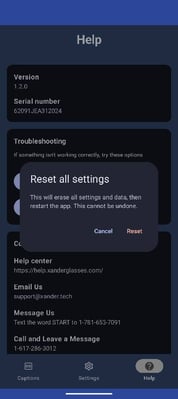 Reset All Settings Pop-Up